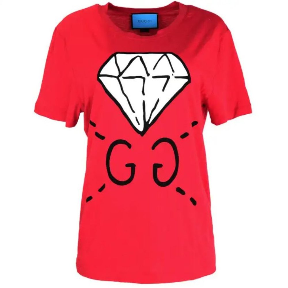 Gucci Unisex 2016 Red GG Gucci Ghost Diamond T-Shirt sz Men's M rt. $650